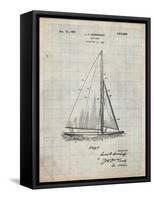 PP878-Antique Grid Parchment Herreshoff R 40' Gamecock Racing Sailboat Patent Poster-Cole Borders-Framed Stretched Canvas
