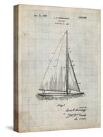 PP878-Antique Grid Parchment Herreshoff R 40' Gamecock Racing Sailboat Patent Poster-Cole Borders-Stretched Canvas