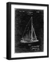 PP878-Black Grunge Herreshoff R 40' Gamecock Racing Sailboat Patent Poster-Cole Borders-Framed Giclee Print