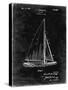 PP878-Black Grunge Herreshoff R 40' Gamecock Racing Sailboat Patent Poster-Cole Borders-Stretched Canvas