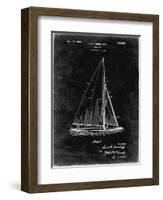 PP878-Black Grunge Herreshoff R 40' Gamecock Racing Sailboat Patent Poster-Cole Borders-Framed Giclee Print