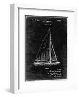 PP878-Black Grunge Herreshoff R 40' Gamecock Racing Sailboat Patent Poster-Cole Borders-Framed Giclee Print