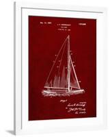 PP878-Burgundy Herreshoff R 40' Gamecock Racing Sailboat Patent Poster-Cole Borders-Framed Giclee Print