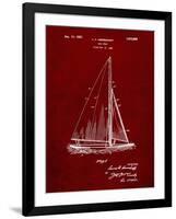 PP878-Burgundy Herreshoff R 40' Gamecock Racing Sailboat Patent Poster-Cole Borders-Framed Giclee Print