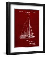 PP878-Burgundy Herreshoff R 40' Gamecock Racing Sailboat Patent Poster-Cole Borders-Framed Giclee Print