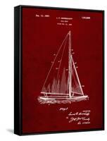 PP878-Burgundy Herreshoff R 40' Gamecock Racing Sailboat Patent Poster-Cole Borders-Framed Stretched Canvas