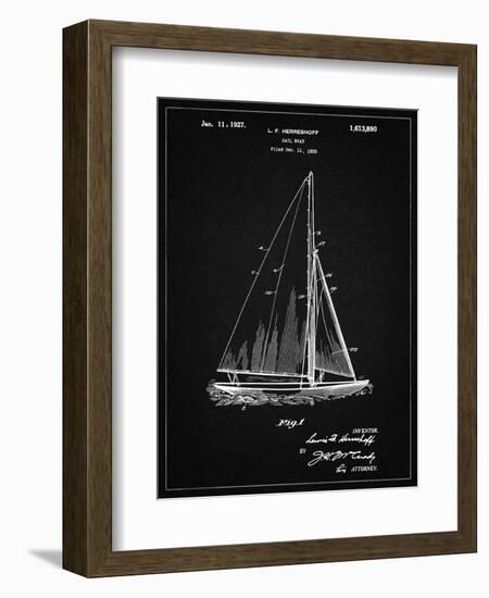 PP878-Vintage Black Herreshoff R 40' Gamecock Racing Sailboat Patent Poster-Cole Borders-Framed Giclee Print