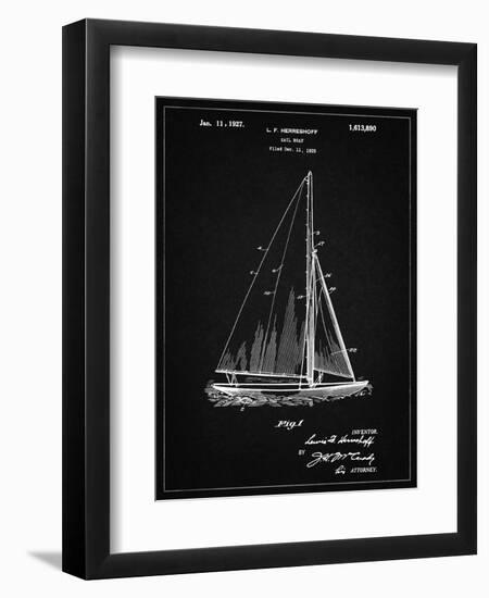 PP878-Vintage Black Herreshoff R 40' Gamecock Racing Sailboat Patent Poster-Cole Borders-Framed Giclee Print