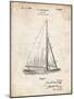 PP878-Vintage Parchment Herreshoff R 40' Gamecock Racing Sailboat Patent Poster-Cole Borders-Mounted Giclee Print