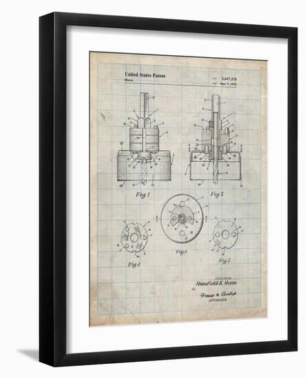 PP880-Antique Grid Parchment Hole Saw Patent Poster-Cole Borders-Framed Giclee Print
