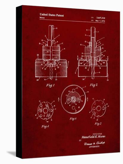 PP880-Burgundy Hole Saw Patent Poster-Cole Borders-Stretched Canvas