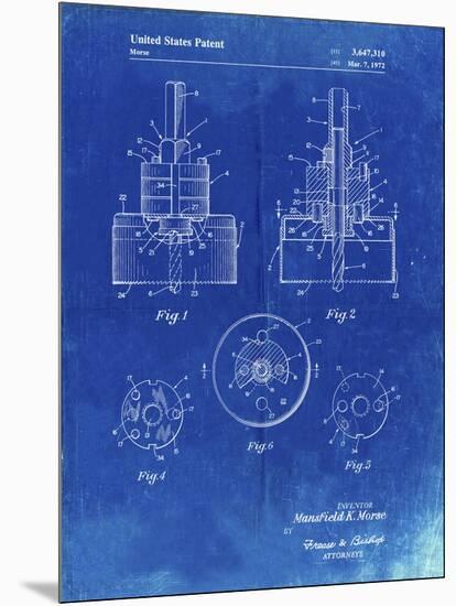PP880-Faded Blueprint Hole Saw Patent Poster-Cole Borders-Mounted Premium Giclee Print