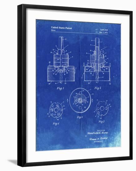 PP880-Faded Blueprint Hole Saw Patent Poster-Cole Borders-Framed Giclee Print