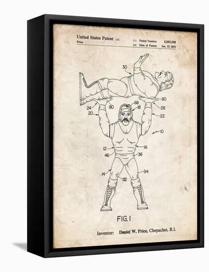 PP885-Vintage Parchment Hulk Hogan Wrestling Action Figure Patent Poster-Cole Borders-Framed Stretched Canvas
