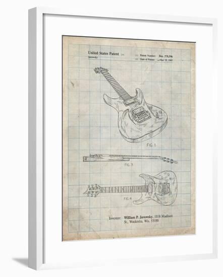 PP888-Antique Grid Parchment Ibanez Pro 540RBB Electric Guitar Patent Poster-Cole Borders-Framed Giclee Print