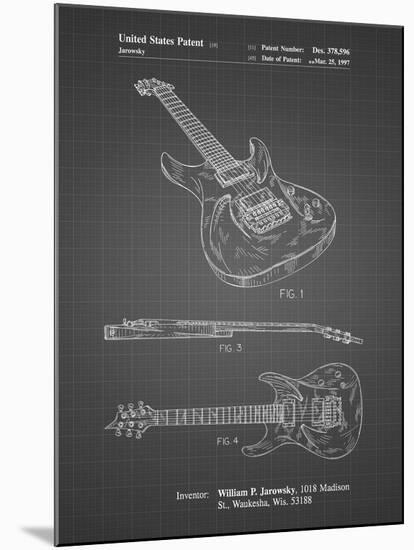 PP888-Black Grid Ibanez Pro 540RBB Electric Guitar Patent Poster-Cole Borders-Mounted Giclee Print