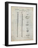 PP89-Antique Grid Parchment Vintage Baseball Bat 1939 Patent Poster-Cole Borders-Framed Giclee Print