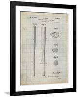 PP89-Antique Grid Parchment Vintage Baseball Bat 1939 Patent Poster-Cole Borders-Framed Giclee Print