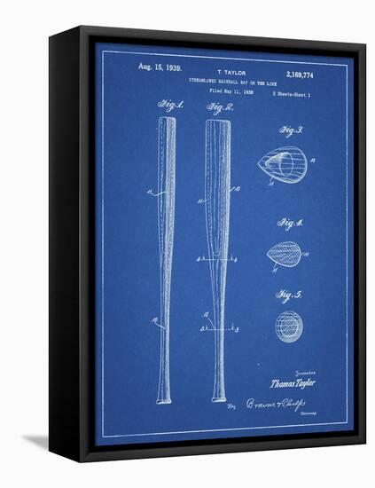 PP89-Blueprint Vintage Baseball Bat 1939 Patent Poster-Cole Borders-Framed Stretched Canvas