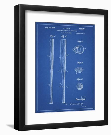 PP89-Blueprint Vintage Baseball Bat 1939 Patent Poster-Cole Borders-Framed Giclee Print