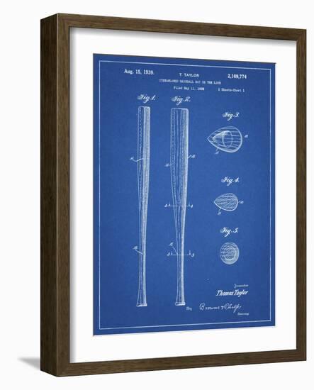 PP89-Blueprint Vintage Baseball Bat 1939 Patent Poster-Cole Borders-Framed Giclee Print