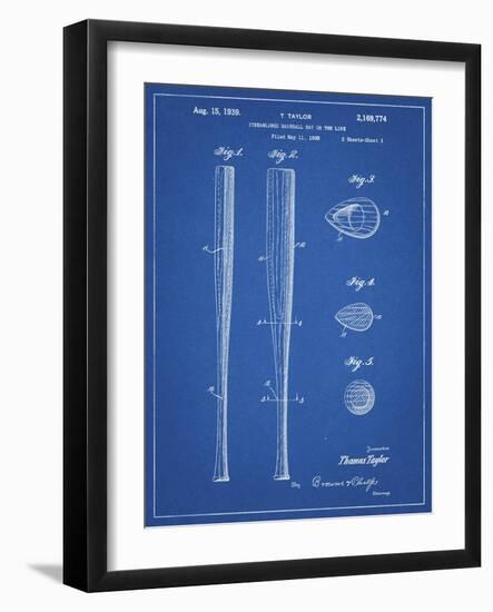 PP89-Blueprint Vintage Baseball Bat 1939 Patent Poster-Cole Borders-Framed Giclee Print