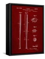 PP89-Burgundy Vintage Baseball Bat 1939 Patent Poster-Cole Borders-Framed Stretched Canvas