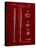 PP89-Burgundy Vintage Baseball Bat 1939 Patent Poster-Cole Borders-Stretched Canvas