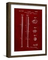 PP89-Burgundy Vintage Baseball Bat 1939 Patent Poster-Cole Borders-Framed Giclee Print