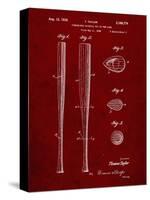 PP89-Burgundy Vintage Baseball Bat 1939 Patent Poster-Cole Borders-Stretched Canvas