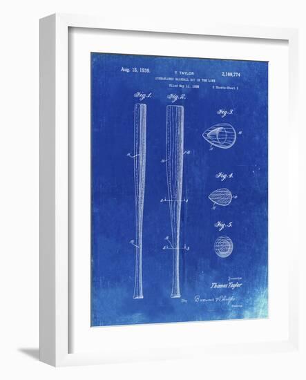 PP89-Faded Blueprint Vintage Baseball Bat 1939 Patent Poster-Cole Borders-Framed Giclee Print