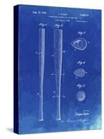 PP89-Faded Blueprint Vintage Baseball Bat 1939 Patent Poster-Cole Borders-Stretched Canvas