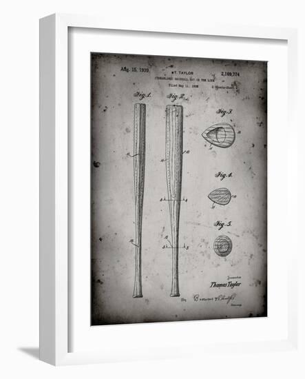 PP89-Faded Grey Vintage Baseball Bat 1939 Patent Poster-Cole Borders-Framed Giclee Print