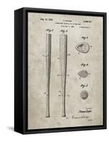 PP89-Sandstone Vintage Baseball Bat 1939 Patent Poster-Cole Borders-Framed Stretched Canvas