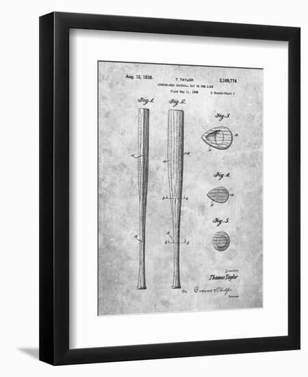 PP89-Slate Vintage Baseball Bat 1939 Patent Poster-Cole Borders-Framed Premium Giclee Print