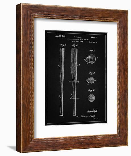 PP89-Vintage Black Vintage Baseball Bat 1939 Patent Poster-Cole Borders-Framed Giclee Print