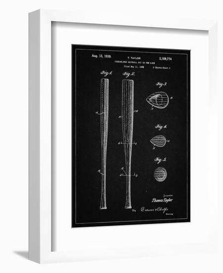 PP89-Vintage Black Vintage Baseball Bat 1939 Patent Poster-Cole Borders-Framed Giclee Print