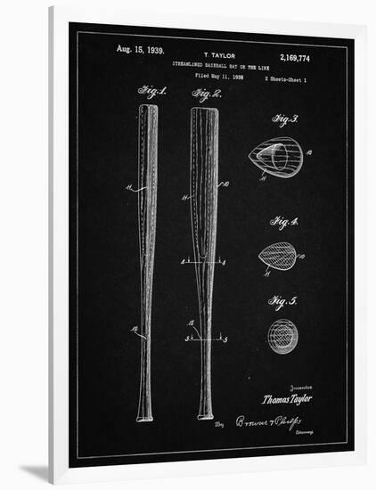 PP89-Vintage Black Vintage Baseball Bat 1939 Patent Poster-Cole Borders-Framed Premium Giclee Print