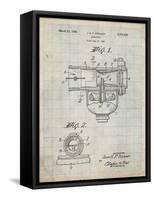 PP891-Antique Grid Parchment Indian Motorcycle Carburetor Patent Poster-Cole Borders-Framed Stretched Canvas
