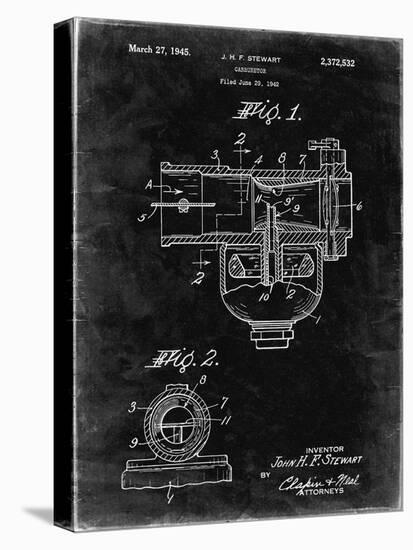 PP891-Black Grunge Indian Motorcycle Carburetor Patent Poster-Cole Borders-Stretched Canvas