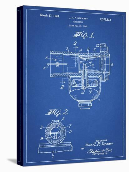 PP891-Blueprint Indian Motorcycle Carburetor Patent Poster-Cole Borders-Stretched Canvas