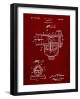 PP891-Burgundy Indian Motorcycle Carburetor Patent Poster-Cole Borders-Framed Giclee Print