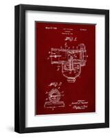 PP891-Burgundy Indian Motorcycle Carburetor Patent Poster-Cole Borders-Framed Giclee Print