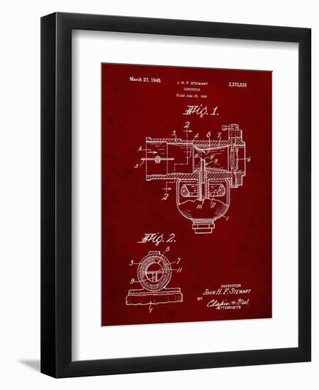 PP891-Burgundy Indian Motorcycle Carburetor Patent Poster-Cole Borders-Framed Giclee Print