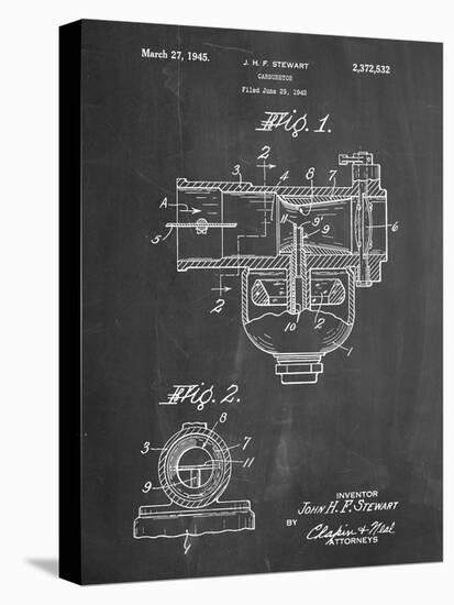 PP891-Chalkboard Indian Motorcycle Carburetor Patent Poster-Cole Borders-Stretched Canvas