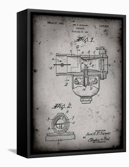 PP891-Faded Grey Indian Motorcycle Carburetor Patent Poster-Cole Borders-Framed Stretched Canvas