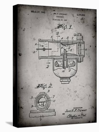 PP891-Faded Grey Indian Motorcycle Carburetor Patent Poster-Cole Borders-Stretched Canvas