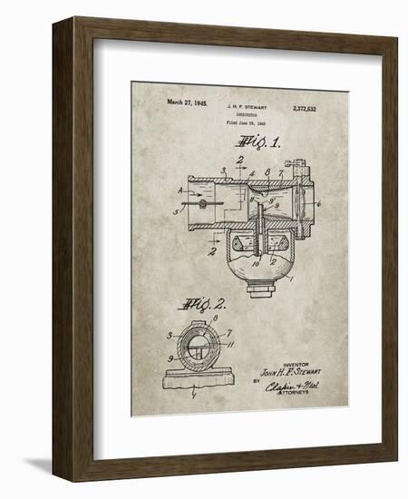 PP891-Sandstone Indian Motorcycle Carburetor Patent Poster-Cole Borders-Framed Giclee Print