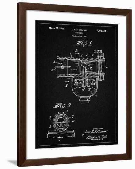 PP891-Vintage Black Indian Motorcycle Carburetor Patent Poster-Cole Borders-Framed Giclee Print