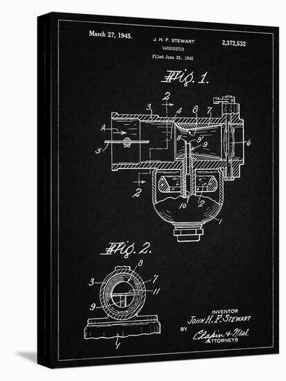 PP891-Vintage Black Indian Motorcycle Carburetor Patent Poster-Cole Borders-Stretched Canvas